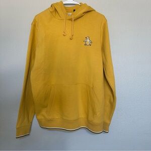 Original Penguin Mustard Yellow Hoodie with Logo and Stripe hem detail